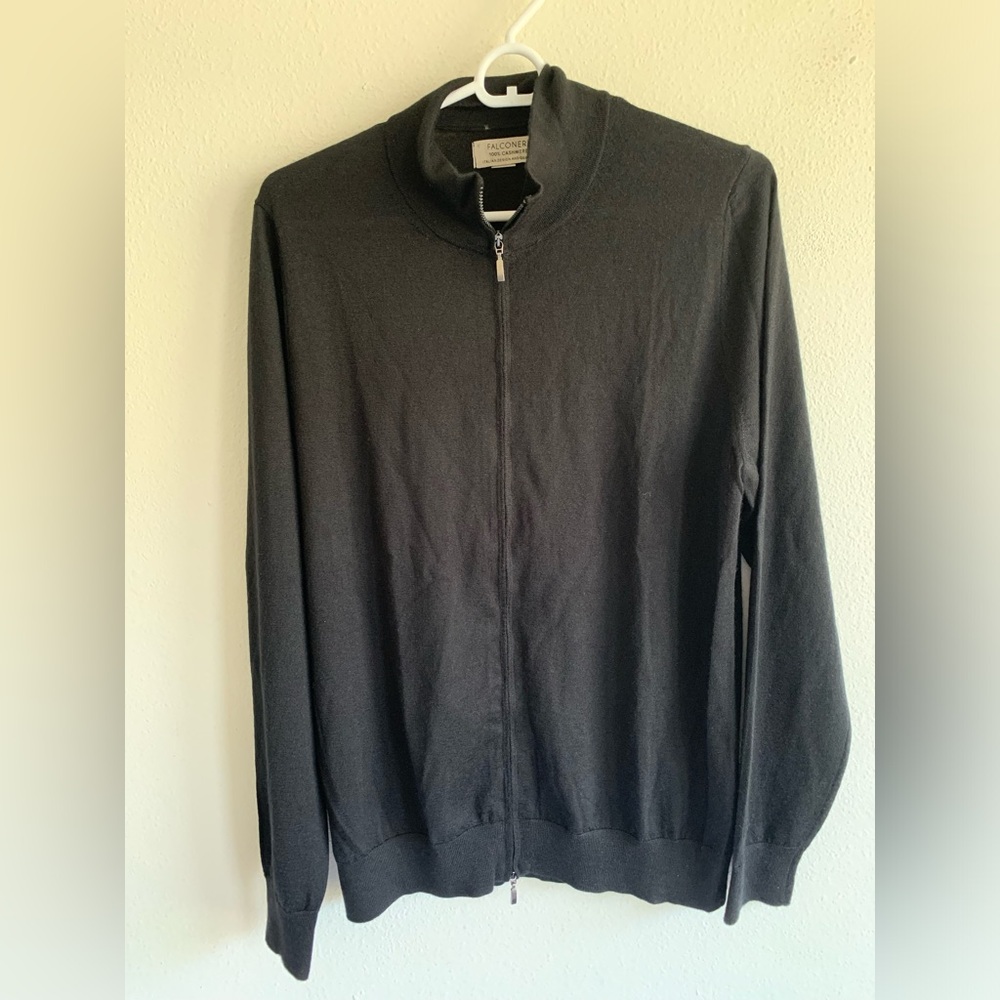 Falconeri Full Zip 100% Cashmere Black Sweater US Size 40 IT 50